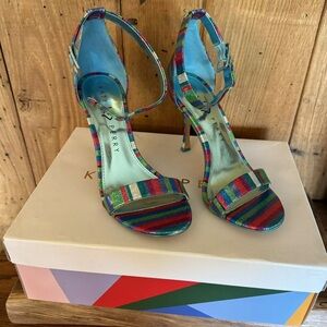 Katy Perry The Melly Glitter Stripe Pop Blue Size 7M Heel Height 3-3.9 inch